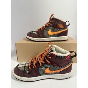 Nike Air Jordan 1 Mid SE (PS) Night Maroon/Total Orange FD5461-608 Size 1Y